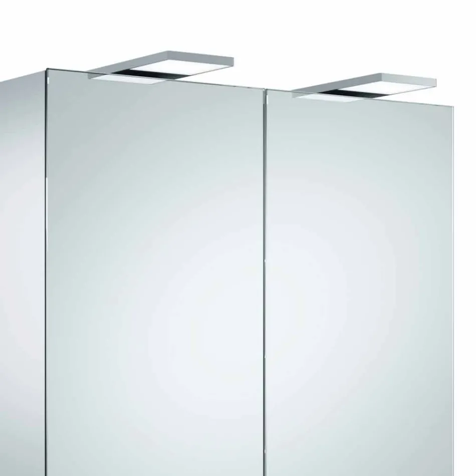 Moderne wandspiegel met 2 deuren en led-verlichting - Ratchet Viadurini