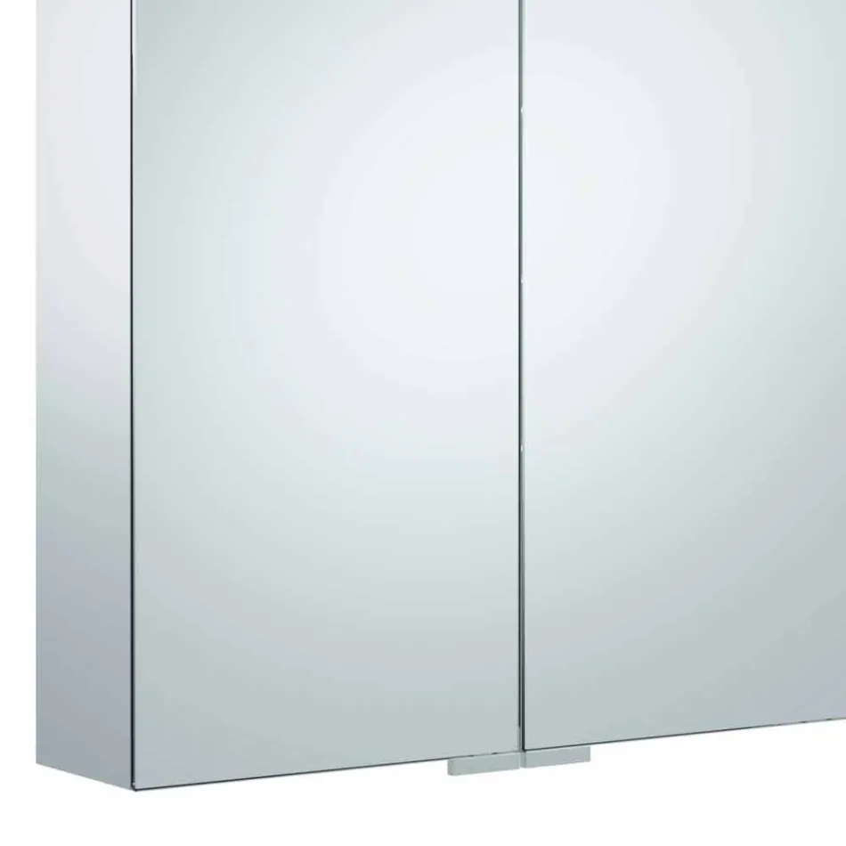 Moderne wandspiegel met 2 deuren en led-verlichting - Ratchet Viadurini