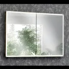 Houten spiegelcontainer met dubbele spiegel en verlichting Made in Italy - Darwin Viadurini