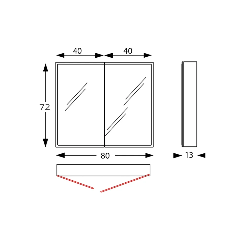 Houten spiegelcontainer met dubbele spiegel en verlichting Made in Italy - Darwin Viadurini