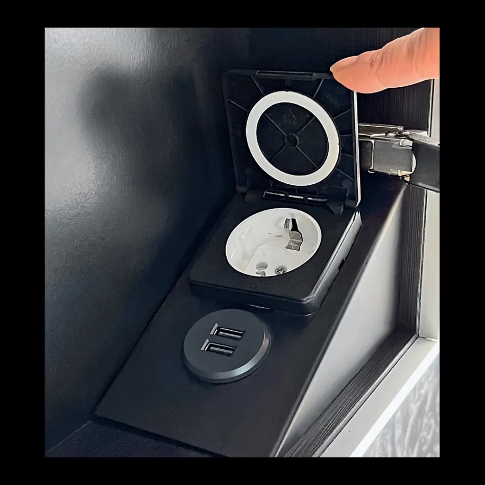 Houten spiegelcontainer met dubbele spiegel en verlichting Made in Italy - Darwin Viadurini