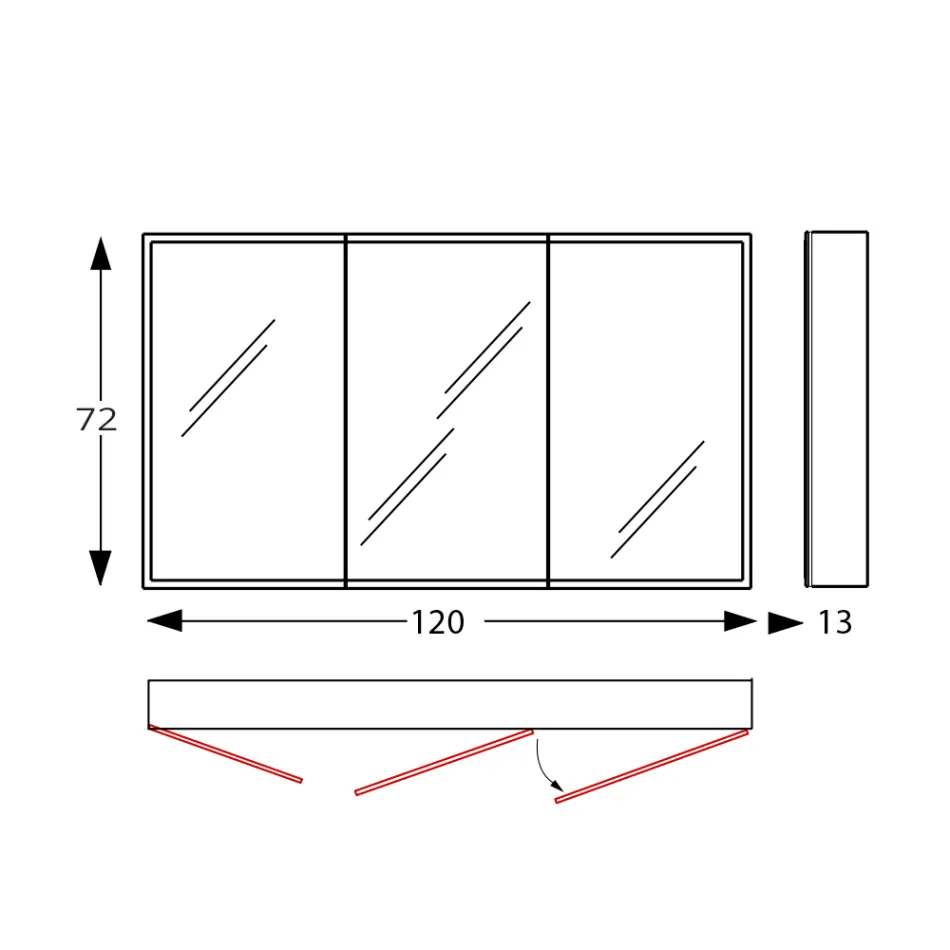 Houten spiegelcontainer met dubbele spiegel en verlichting Made in Italy - Darwin Viadurini