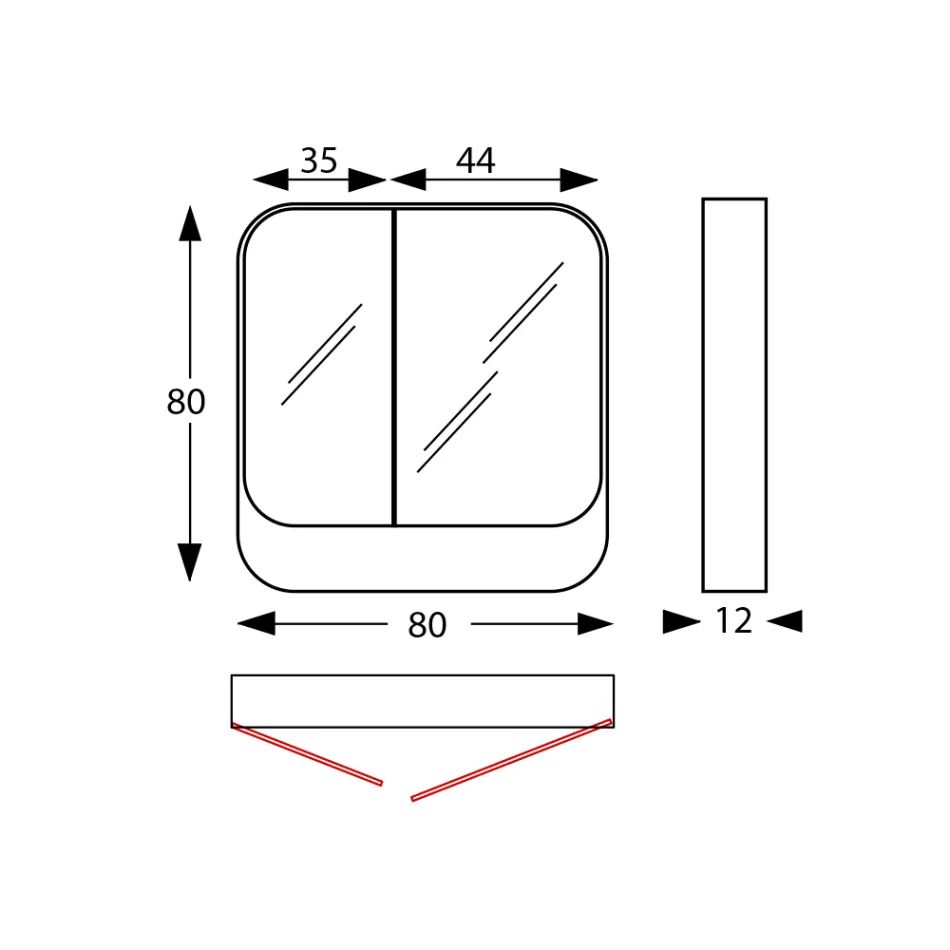 Metalen spiegelcontainer met 2 dubbele spiegeldeuren Made in Italy - Galilei Viadurini