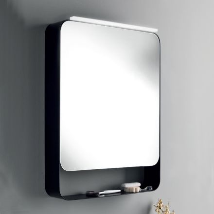 Metalen spiegelcontainer met dubbele spiegeldeur en verlichting Made in Italy - Jane Viadurini