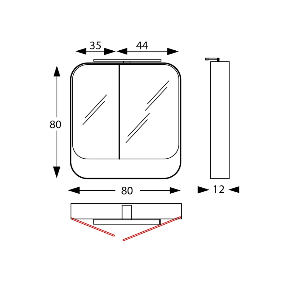 Metalen spiegelcontainer met dubbele spiegeldeuren en verlichting Made in Italy - Galileo Viadurini
