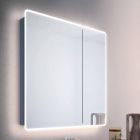 Spiegel moderne container 2 badkamer deuren, met LED-verlichting, Valter Viadurini