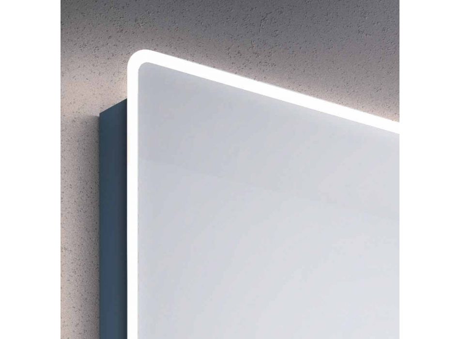 Spiegel moderne container 2 badkamer deuren, met LED-verlichting, Valter Viadurini