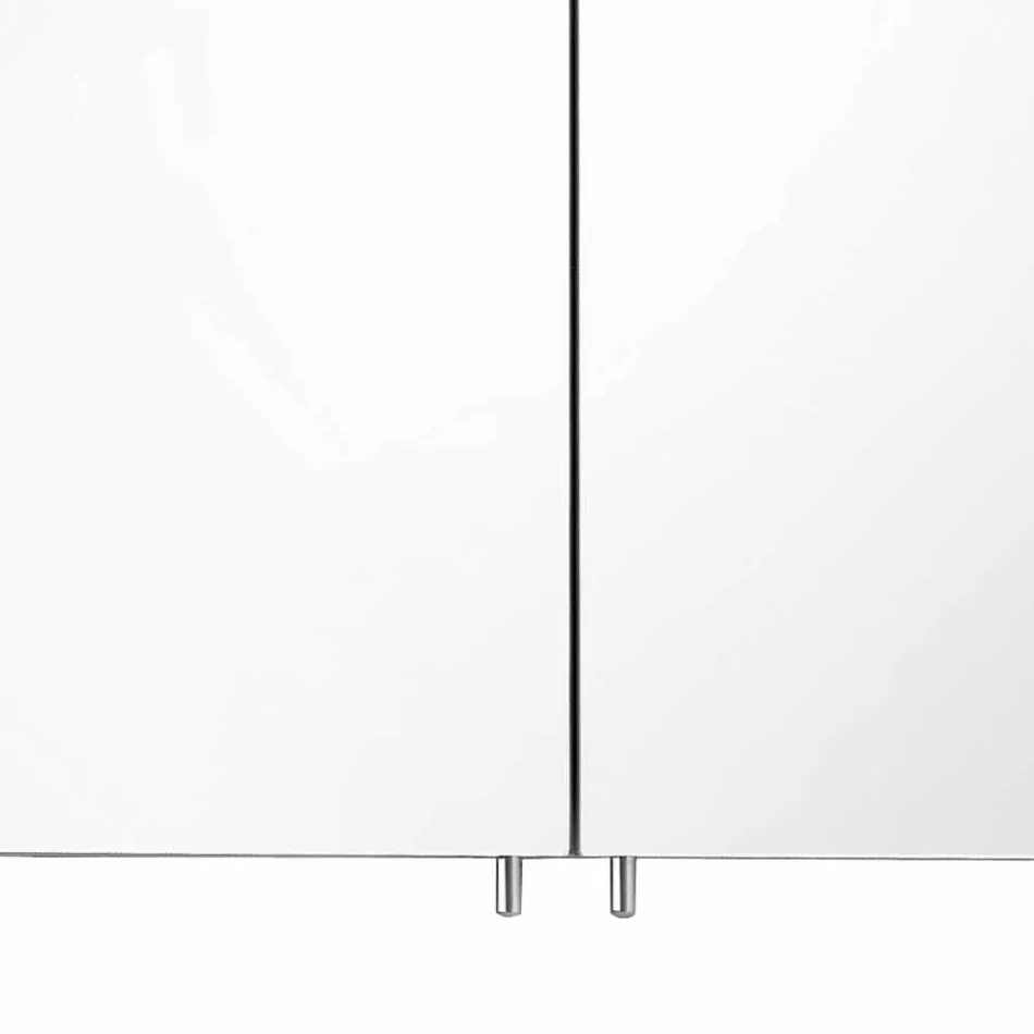 Moderne containerspiegel met 2 deuren in zilver geverfd aluminium - Alfio Viadurini