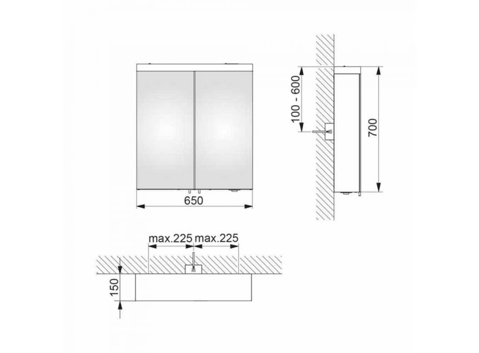 Moderne containerspiegel met 2 deuren in zilver geverfd aluminium - Alfio Viadurini