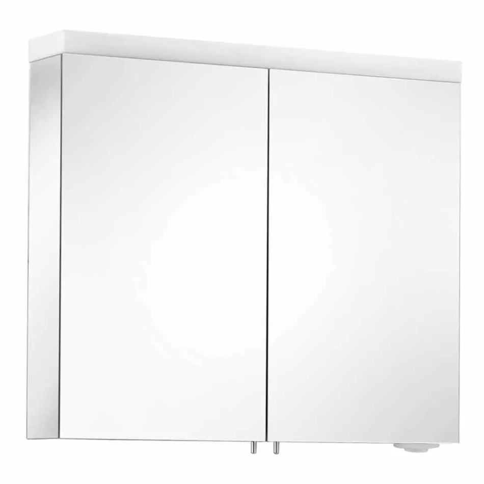 Moderne containerspiegel met 2 deuren in zilver geverfd aluminium - Alfio Viadurini