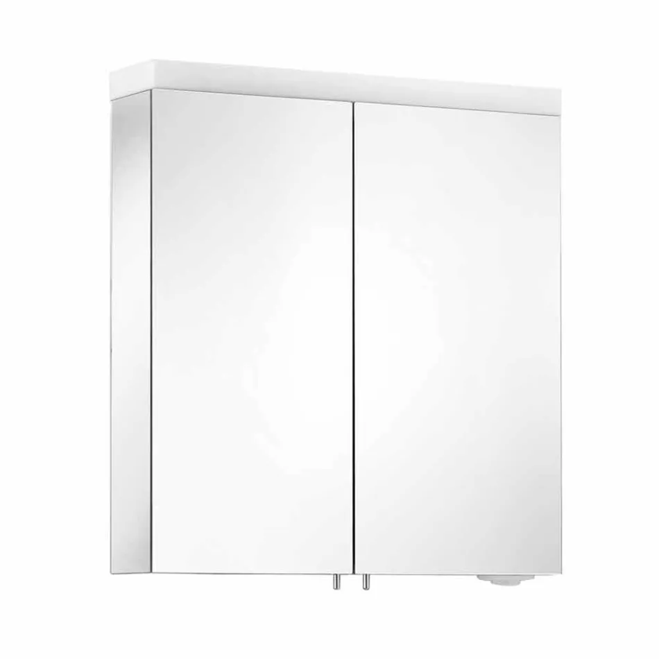 Moderne containerspiegel met 2 deuren in zilver geverfd aluminium - Alfio Viadurini