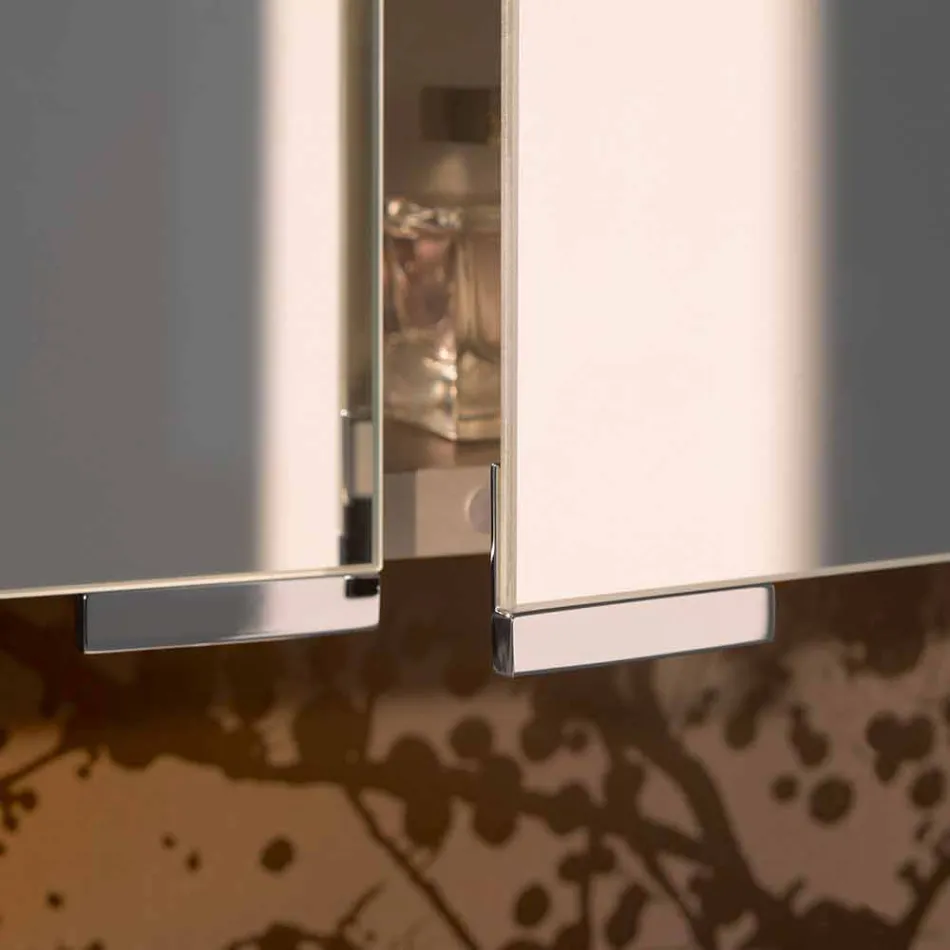 Moderne containerspiegel met 3 kristallen deuren en 3 LED-verlichting - Maxi Viadurini