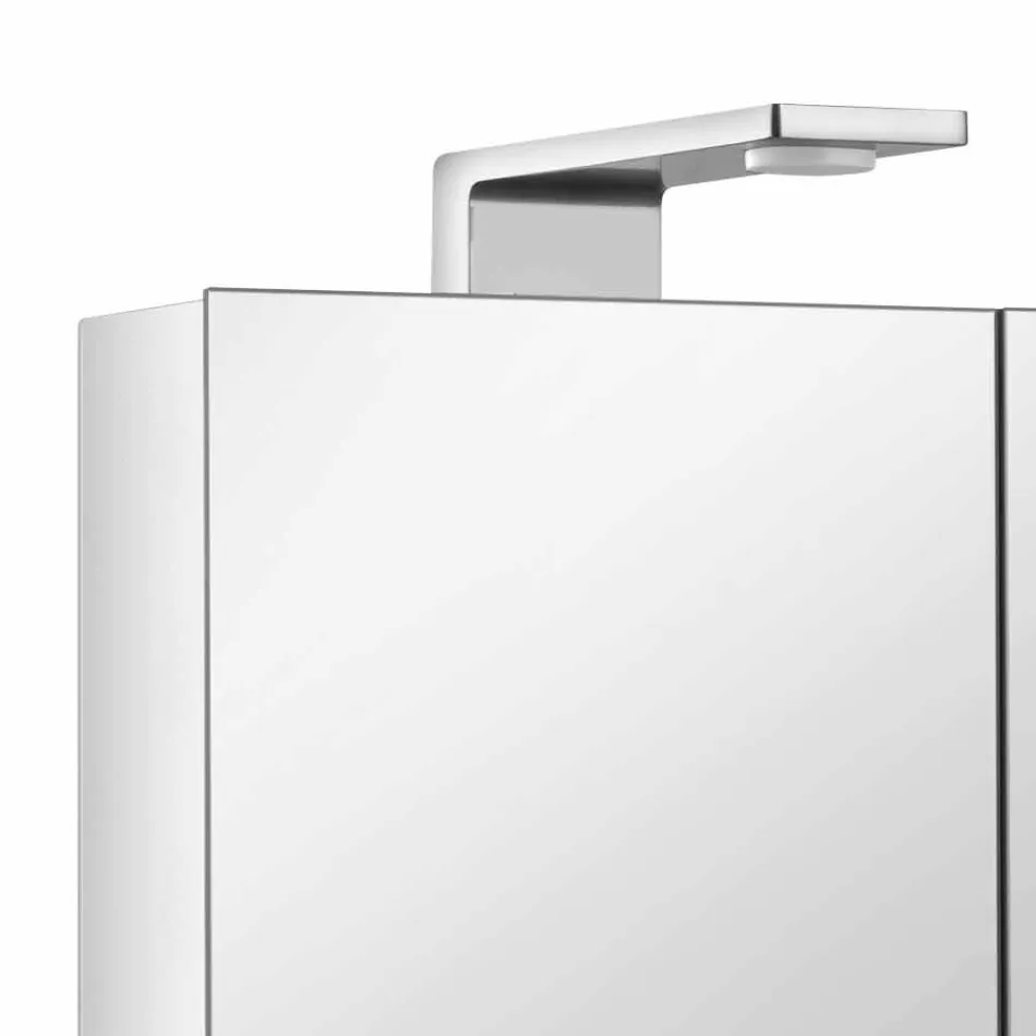 Moderne containerspiegel met 3 kristallen deuren en 3 LED-verlichting - Maxi Viadurini