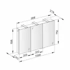 Moderne containerspiegel met 3 kristallen deuren en 3 LED-verlichting - Maxi Viadurini