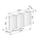 Moderne containerspiegel met 3 kristallen deuren en 3 LED-verlichting - Maxi Viadurini