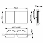 Moderne verzonken spiegelcontainer met LED-licht en aanraaktoetsenbord - Demon Viadurini