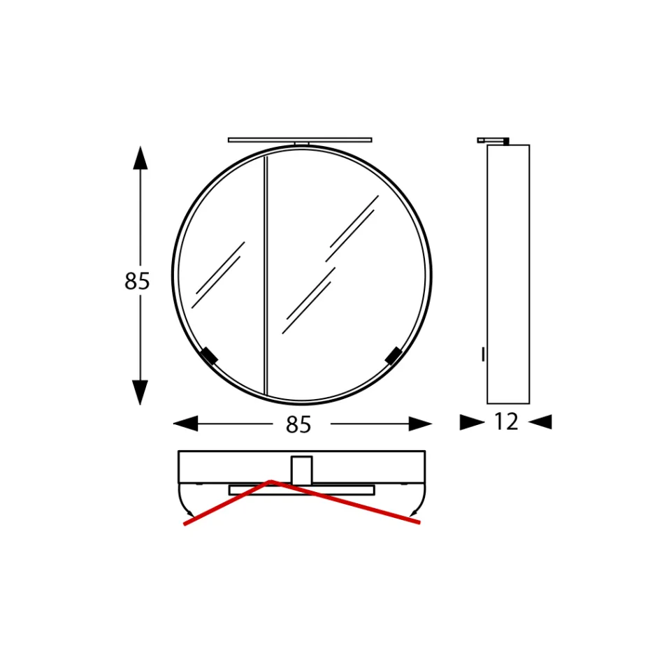 Ronde metalen spiegelcontainer met dubbele spiegel Made in Italy - Charles Viadurini