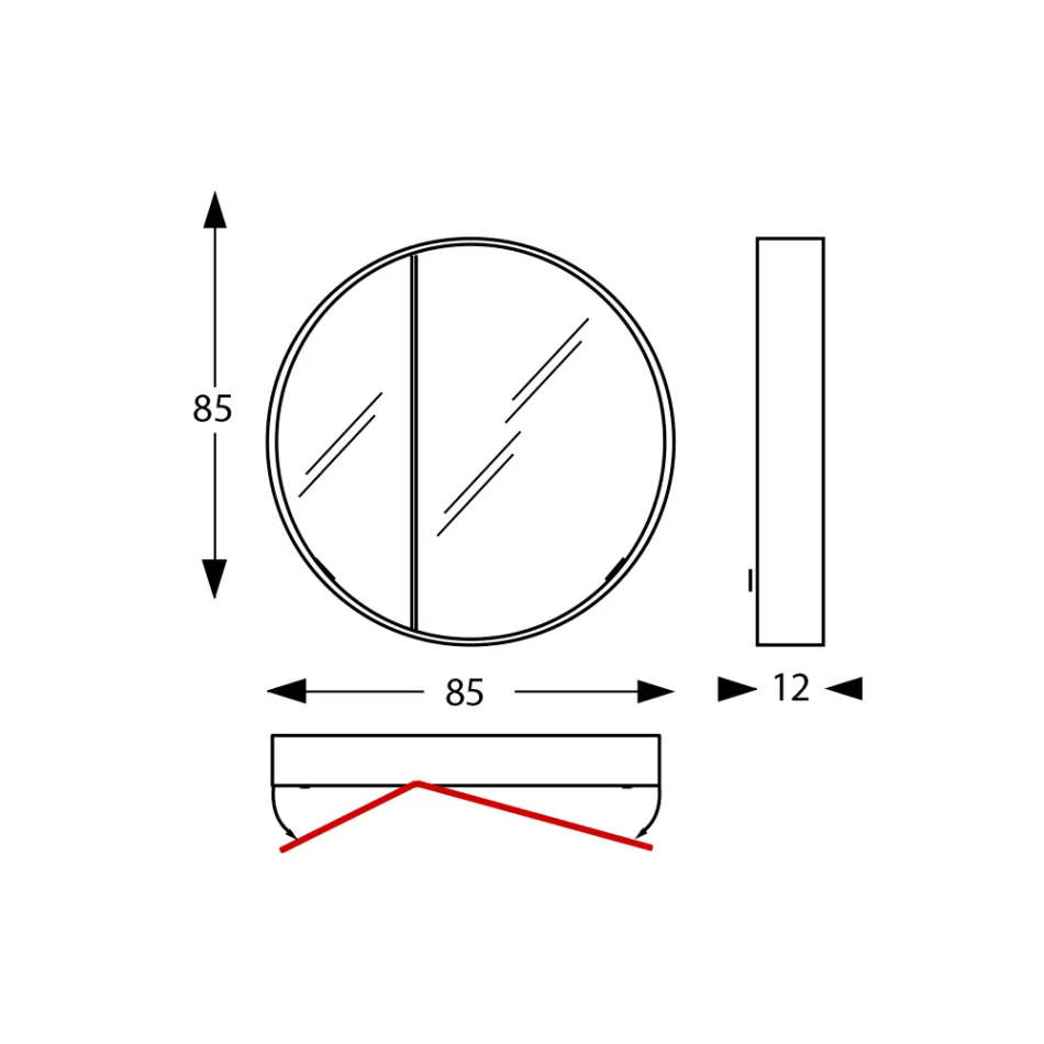 Ronde metalen spiegelcontainer met dubbele spiegel Made in Italy - Charles Viadurini