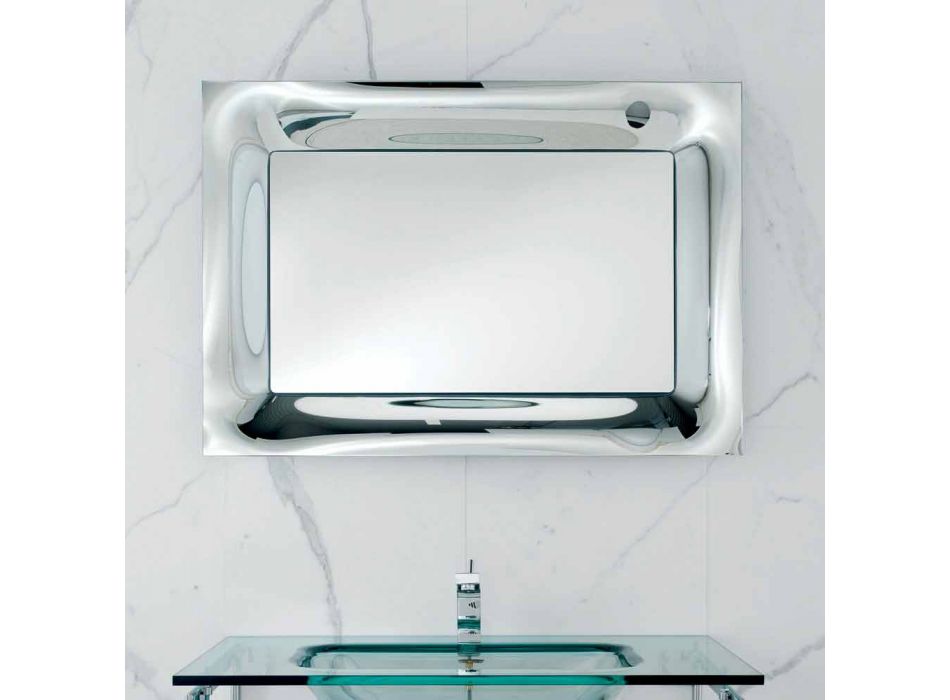 Badkamer spiegellijst gesmolten glas zilver modern design Arin Viadurini