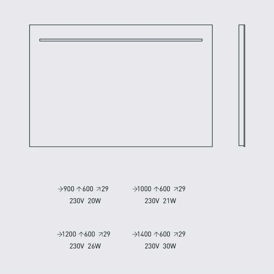 Moderne wandspiegel met LED-licht en stalen frame Made in Italy - Yutta Viadurini