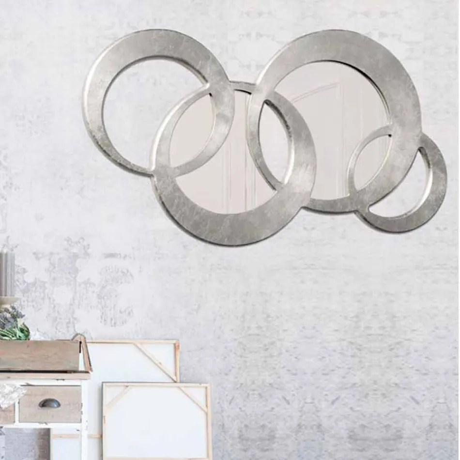 Wandspiegel met twee spiegels hand gedecoreerd door Ball Silver Viadurini