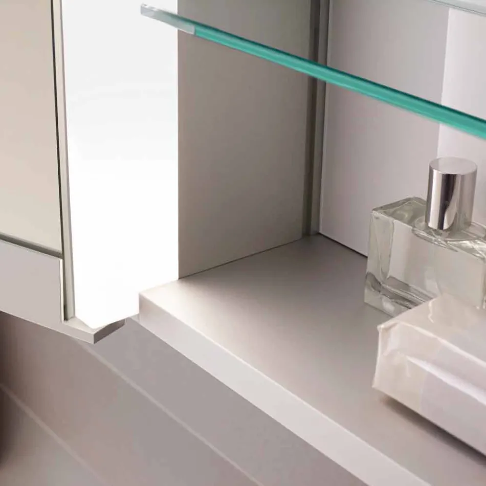 Moderne wandspiegel met 3 deuren in zilver geverfd aluminium - Demon Viadurini