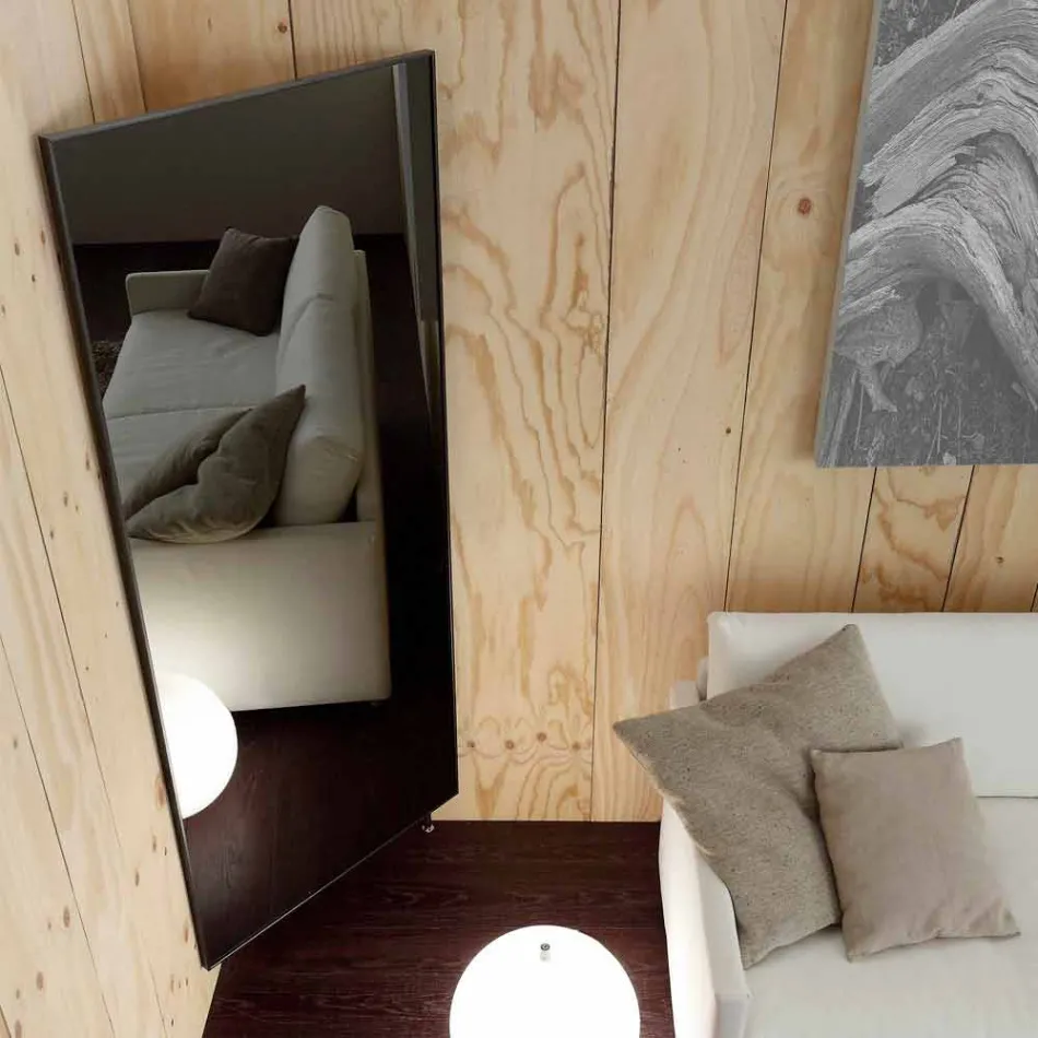 Wandspiegel met deur die open kan en kapstokken Made in Italy - Boro Viadurini