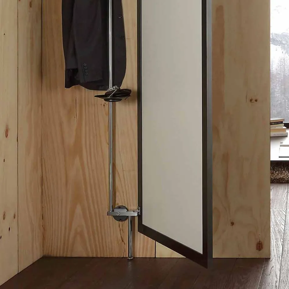 Wandspiegel met deur die open kan en kapstokken Made in Italy - Boro Viadurini