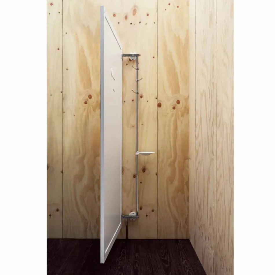 Wandspiegel met deur die open kan en kapstokken Made in Italy - Boro Viadurini