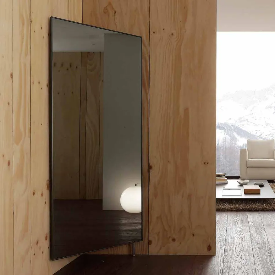 Wandspiegel met deur die open kan en kapstokken Made in Italy - Boro Viadurini