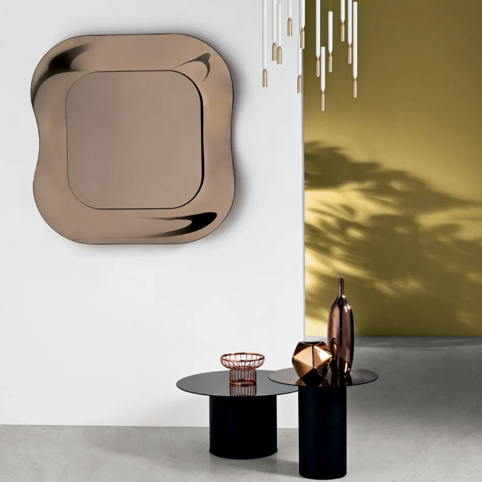 Wandspiegel met frame van gefuseerd glas, gemaakt in Italië - Adored Viadurini