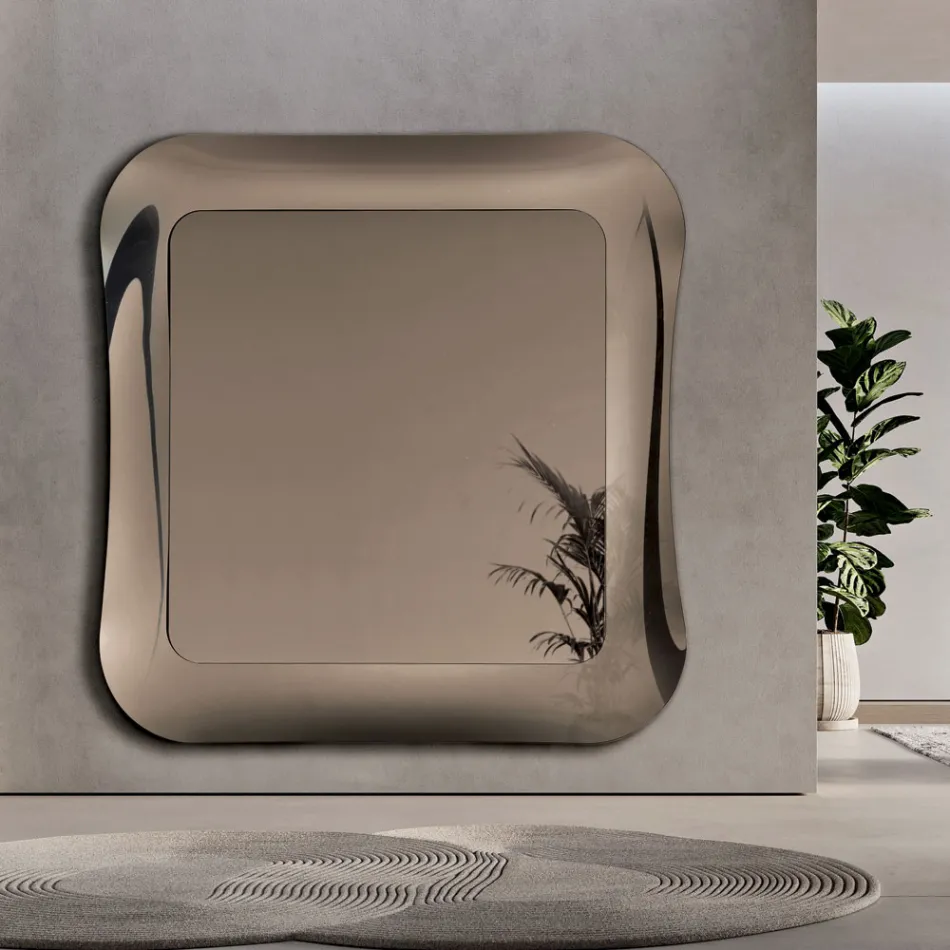 Wandspiegel met frame van gefuseerd glas, gemaakt in Italië - Adored Viadurini