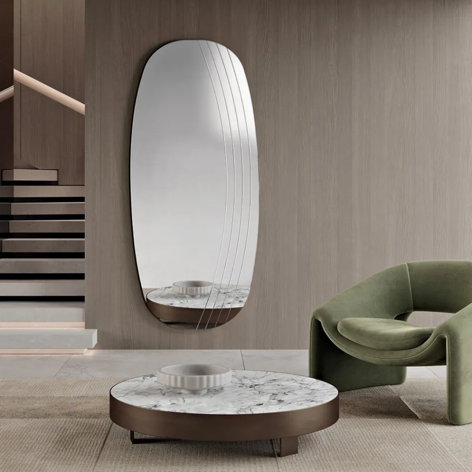 Arabella wandspiegel met gravures, gemaakt in Italië. Viadurini