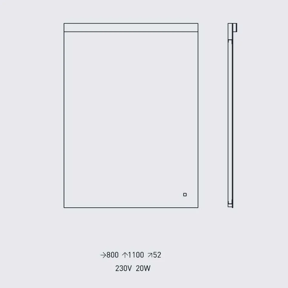 Wandspiegel met geïntegreerd licht in roestvrij staal Made in Italy - Tuccio Viadurini