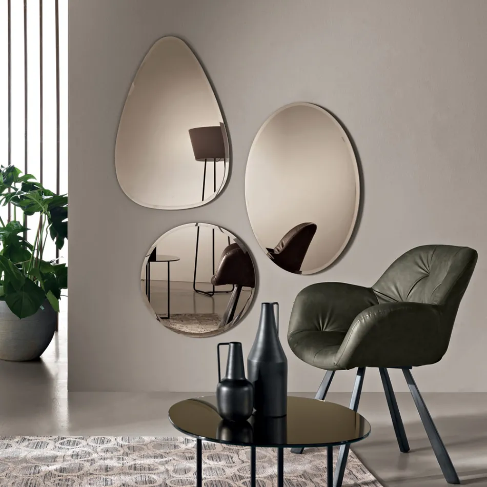 Beata wandspiegel met afgeronde randen, gemaakt in Italië. Viadurini