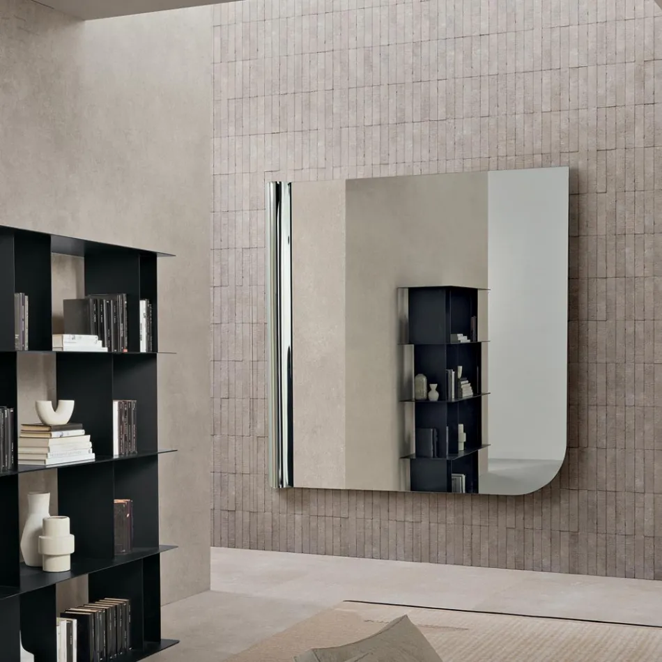 Beniamina wandspiegel met golvende zijkant, gemaakt in Italië. Viadurini