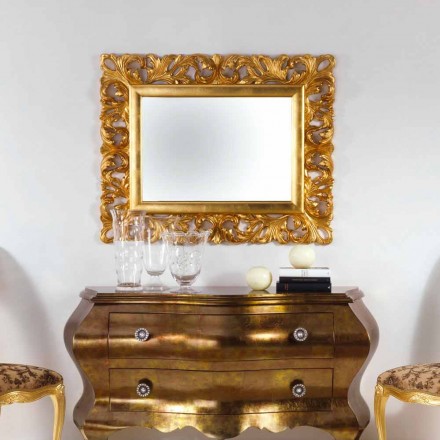 Mirror ontwerp bladgoud afwerking muur Gudin, 108x87 cm Viadurini