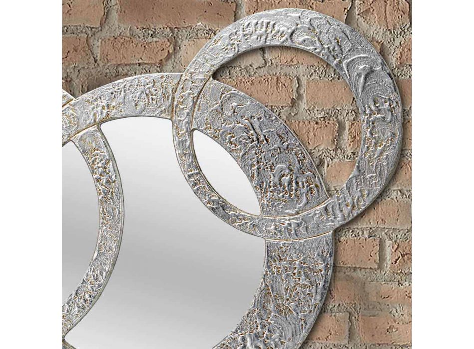 Design wandspiegel in zilver blad gemaakt in Italië Cortina Viadurini