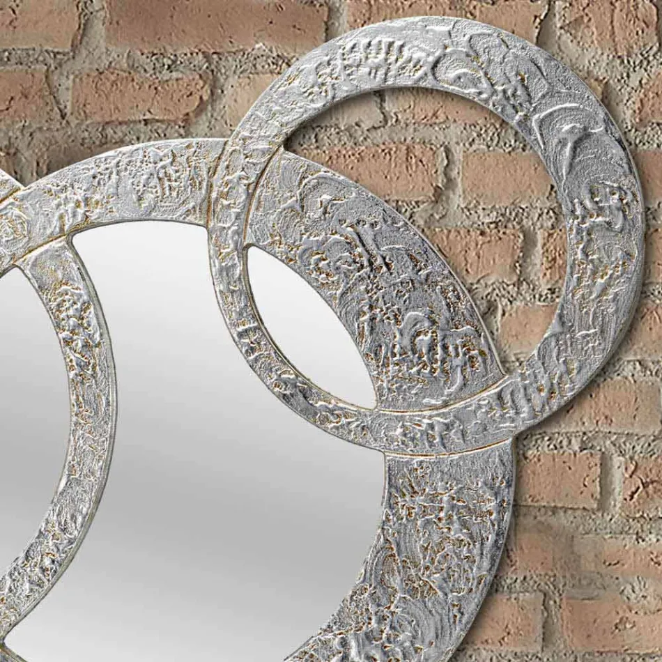 Design wandspiegel in zilver blad gemaakt in Italië Cortina Viadurini