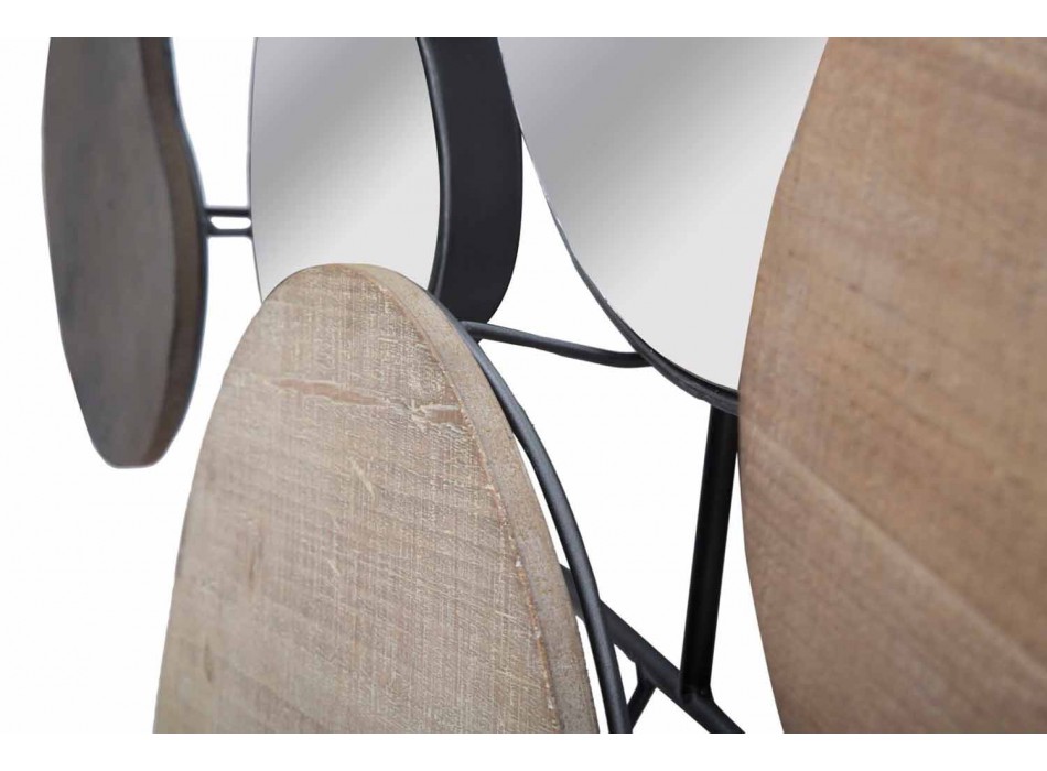 Moderne design wandspiegel in hout en ijzer - Ortensio Viadurini