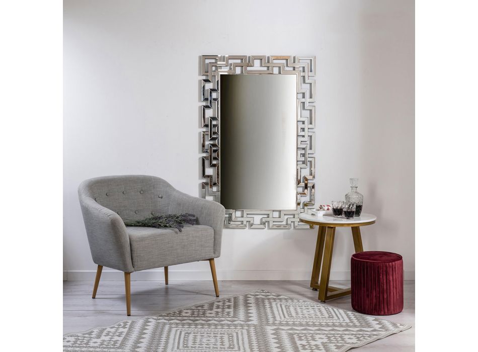 Wandspiegel in Mdf en verzilverd glas met gevormd frame - Avolo Viadurini