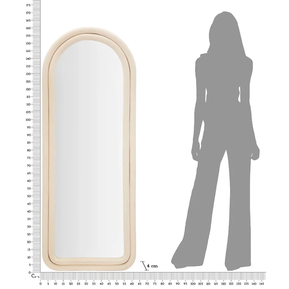 Met fluweel beklede MDF-wandspiegel met gebogen blad - Jessica Viadurini