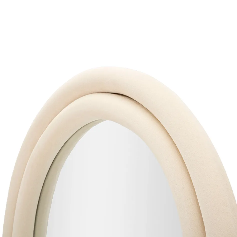 Met fluweel beklede MDF-wandspiegel met gebogen blad - Jessica Viadurini