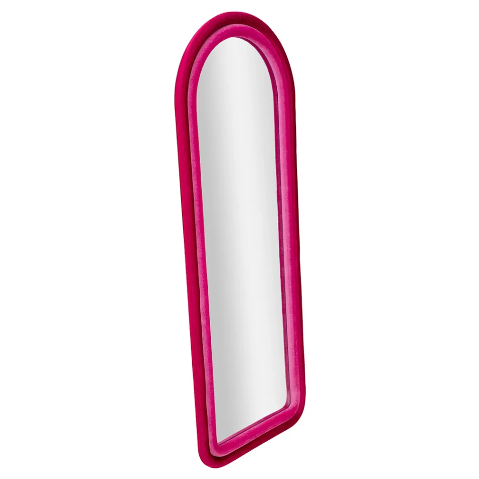 Met fluweel beklede MDF-wandspiegel met gebogen blad - Jessica Viadurini