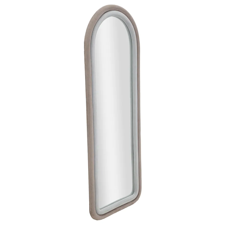 Met fluweel beklede MDF-wandspiegel met gebogen blad - Jessica Viadurini