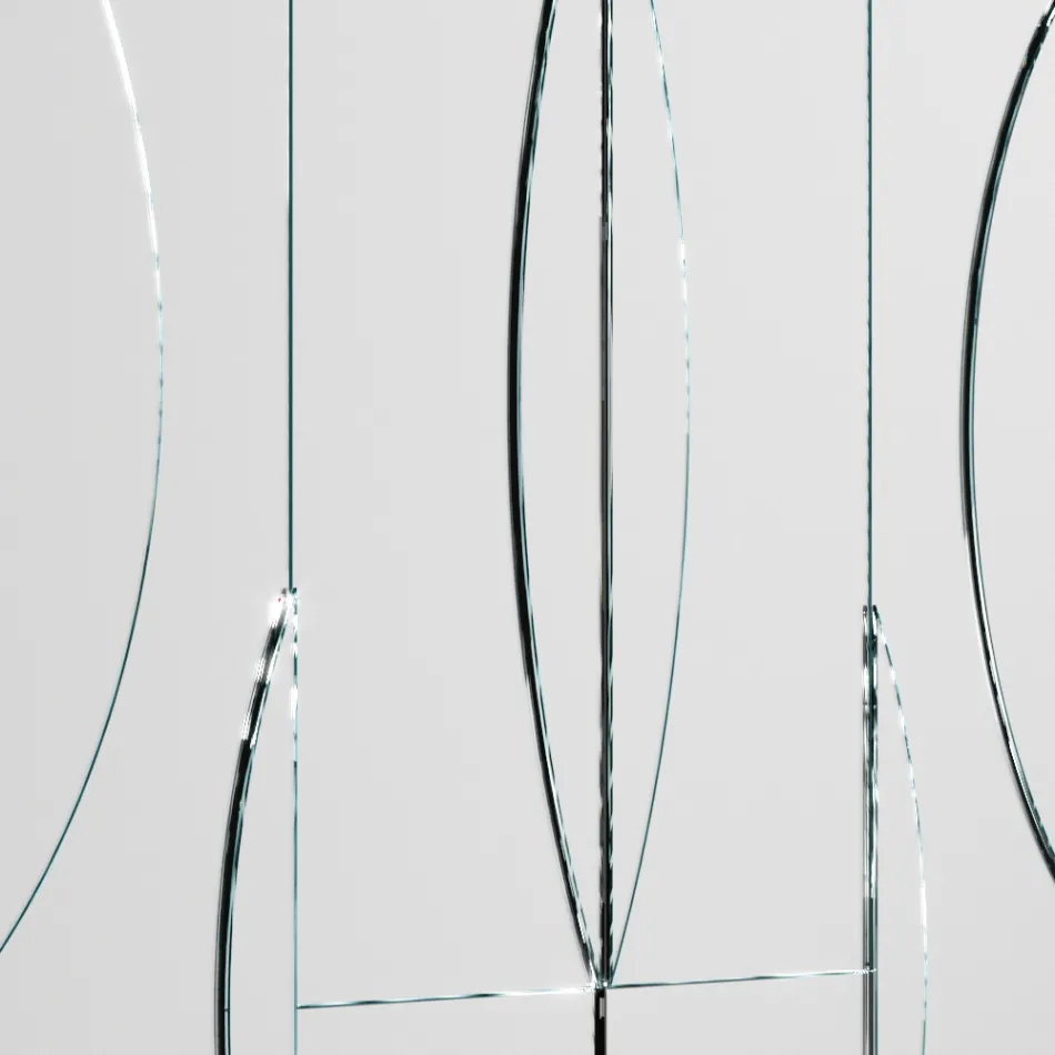 Modulaire wandspiegel met houten structuur Made in Italy - Saetta Viadurini