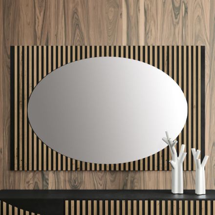 Ovale wandspiegel met verticale lamellensteun Made in Italy - Anne Viadurini