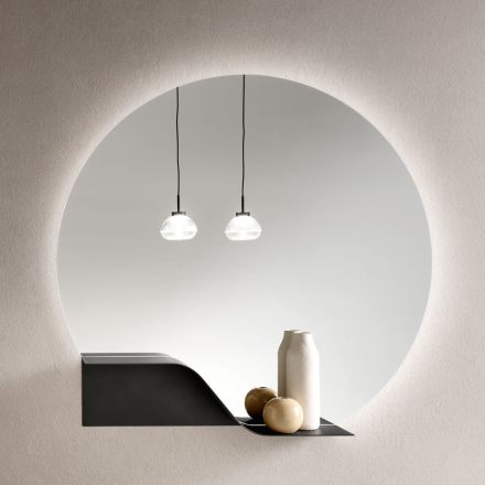 LED-verlichte wandspiegel met ABS-frame, gemaakt in Italië - Dafira Viadurini