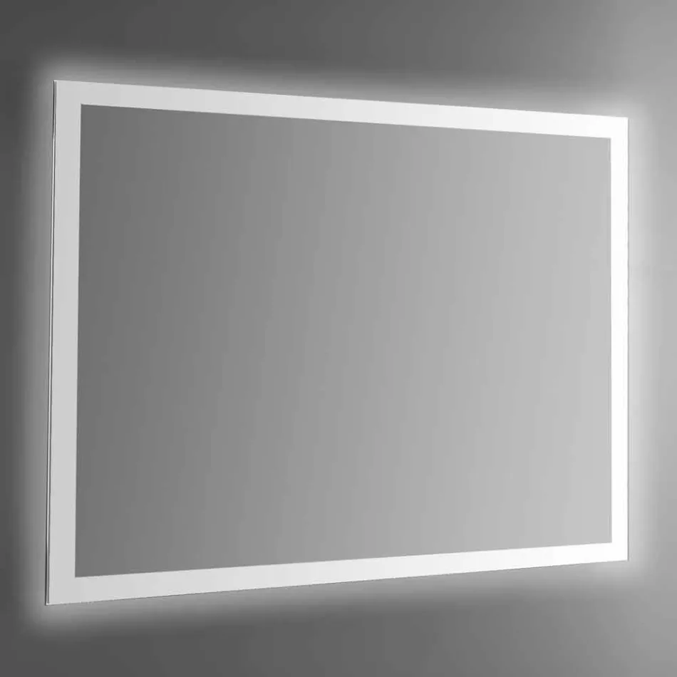 Wandspiegel met achtergrondverlichting en gezandstraald frame Made in Italy - Edigio Viadurini