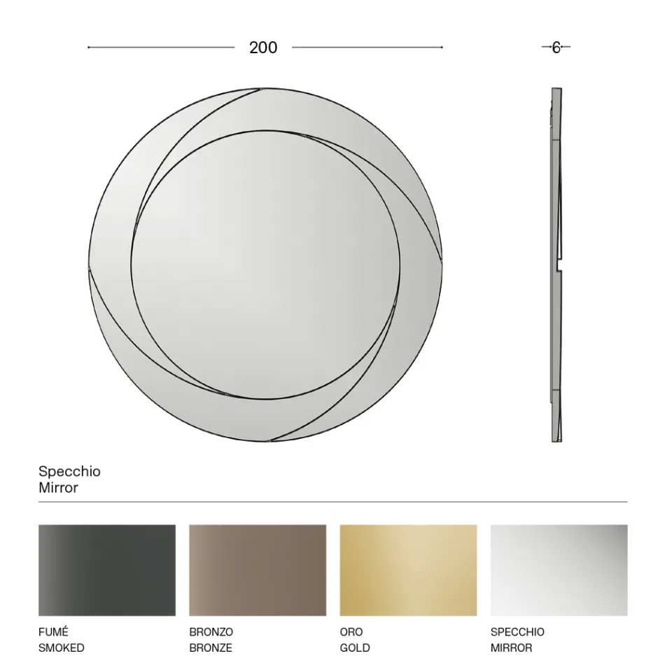 Ronde wandspiegel met houten structuur Made in Italy - Navona Viadurini